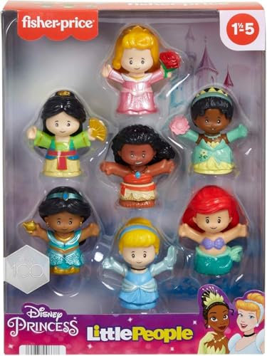 Fisher-Price HJW75 - Little People Disney Princess Spielzeug, Set mit 7 Figuren für Klein- und Vorschulkinder für Rollenspiele ab 18 Monaten