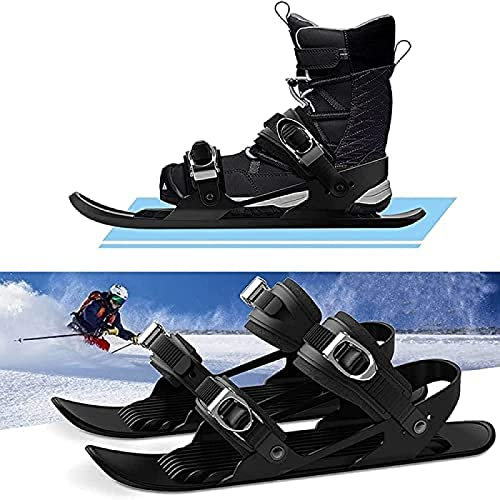 KRASS Mini Ski Skates Adjustable - Anti-Slip Adult Skis For Snow Skiboard Snowblades - Universal Skiing Sledding Snowboard Ski Boots,Black,Child,Collector88