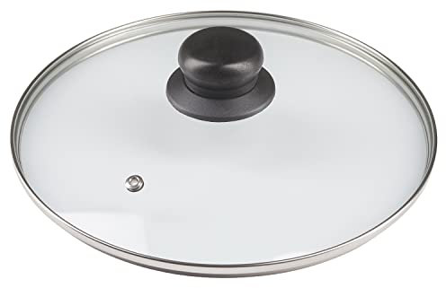 Pullmer Glasdeckel mit Dampfloch, als Pfannendeckel oder Topfdeckel, gehärtetes Glas und hitzebeständiger Griff, Universaldeckel, spülmaschinenfest (20 cm)