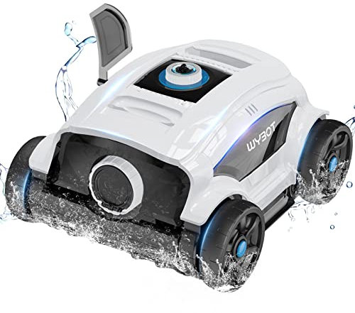 WYBOT Robot per Piscina 130 Minuti di Funzionamento Autonomo, Aspirapolvere per Piscina a Batteria con Double Motore, Pulitore per Piscina Fuori Terra/Piscina Interrate a Fondo Piatto Fino a 100 m²