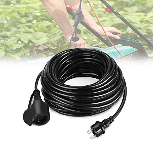 Froadp 20m Verlängerungskabel 230V Verlängerung Stromkabel mit Euro-Stecker und Schutzkappe IP44 Baustellenkabel Outdoor Kabelverlängerungen für Innenbereich und Außenbereich (Schwarz)