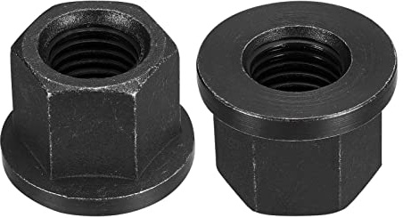 sourcing map Tuercas de bloqueo hexagonales de brida M20, 2 tuercas de brida hexagonal acabadas con óxido negro de acero al carbono de grado 8.8 para maquinaria