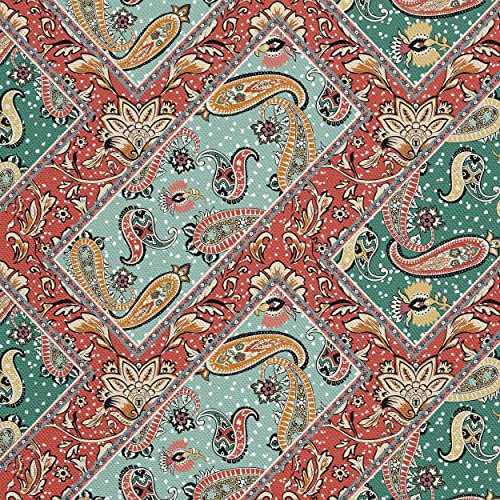 HEKO PANELS Stoff Oxford Wasserdichte Meterware Canvas-Stoff Polyester Stoff Zum Nähen Nähstoffe Dekostoffe Wasserabweisend Blickdicht Blumenmuster Mosaik 3 Meter 155 x 300 cm