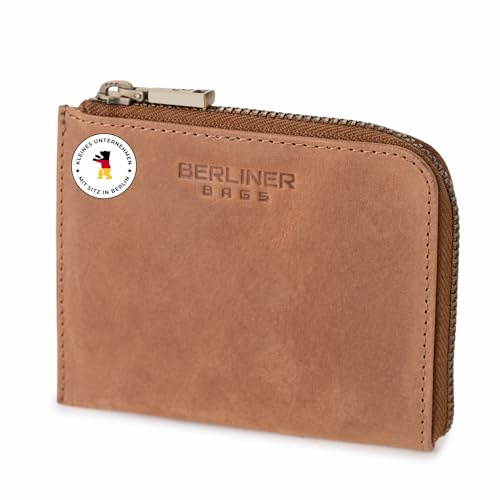 Berliner Bags Münzbörse Mark aus Leder, Kleingeldbörse | Klein Münzbeutel, YKK-Reißverschluss, Platz für Münzen, Karten und Banknoten, Coin Purse Leder für Damen und Herren