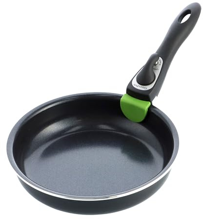 GreenPan Clip Series Bratpfanne mit abnehmbarem Griff, Aluminium, gesunde Keramik-Antihaftbeschichtung, Induktion, spülmaschinenfest, PFAS-frei, 20,3 cm, Schwarz