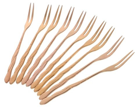 PRETYZOOM 30pièces Fourchettes à Fruits Acier Inoxydable Design à Deux Dents Ustensiles De Dessert Élégants Pour Fêtes Bars Et Hôtels Couleur or Rose Réutilisables Et