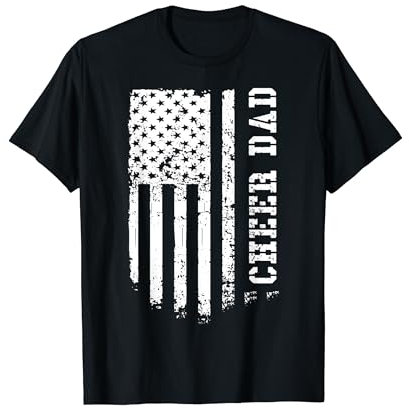 Cheer Dad Cheerleading Amerikanische Flagge Vatertag Cheerleader T-Shirt