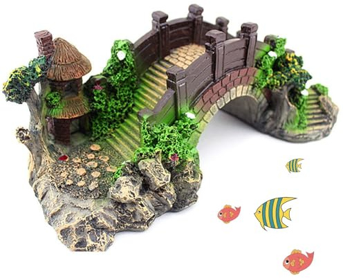 CuiCanfla Decorazioni per acquario, ornamenti artificiali in resina, accessori per acquari, ponte ad arco in resina, per serbatoio di pesce, decorazione per acquario, decorazione per la casa