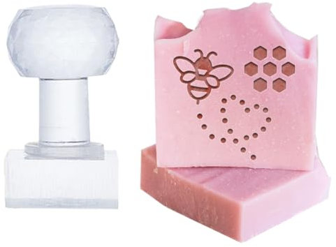 PH PandaHall Sellos de jabón de abeja, sellos de jabón de colmena en relieve, sellos acrílicos transparentes, sellos de jabón de mango cuadrado para jabón hecho a mano, galletas, arcilla, proyectos de