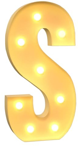 120cm-4ft Large Decorative LED Light Up Letter S, Marquee Light Up Sign, Mosaic Letters for Balloons for Birthday Wedding Party Valentine's Day