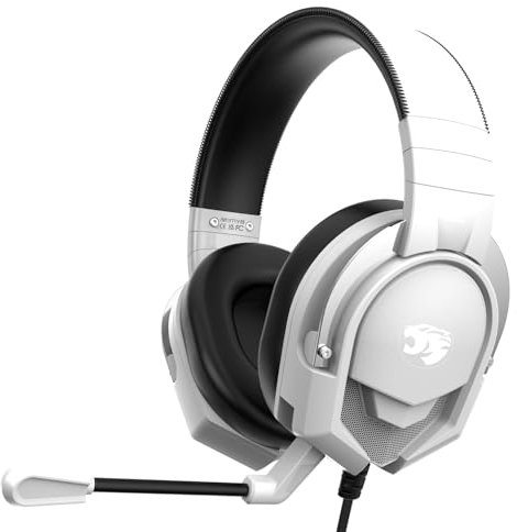 IMYB A88 Gaming Headset with Microphone, Stereo Wired Noise Cancelling Over-Ear Headphones with Mic for Pc, Ps5, Xbox One Series X/s, Ps4, Computer, Laptop, Mac, Nintendo, Gamer (White)