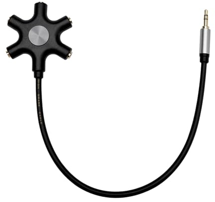 VOSSOT Audio Kabel Splitter Adapter,5-Jack Multi Kopfhörer Audio Splitter Spritzgießen mit Kopfhörer Splitter Entwickelt,3,5mm Klinke auf 5X 3,5mm Buchse für Laptop,Tablet,Smartphone,Samsung,PC