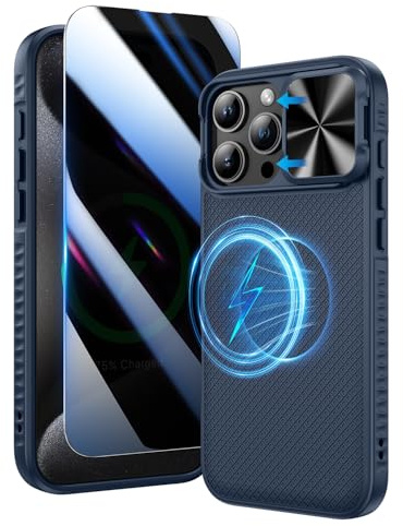 Doeshine for iPhone 16 Pro Max Case Screen Protector and Camera Cover, Blue
