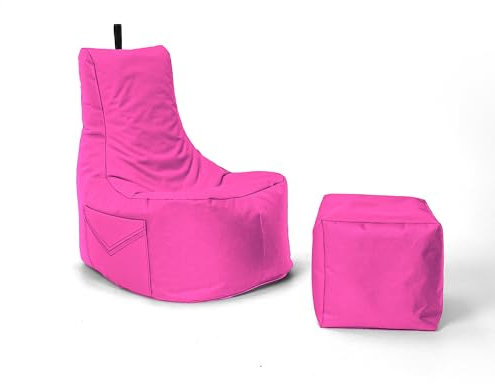 Nadimaideal Gaming Sitzsack XXL mit Hocker für Kinder, Teenager & Erwachsene | Indoor & Outdoor | Bodenkissen - Sessel - Beanbag bereits gefüllt | Füllung EPS Perlen (Pink, Einfarbig)