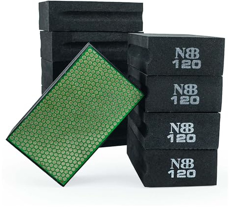 NBB Almohadilla diamantada para lijar y pulir a Mano con Diamante galvanizado para Piedra, mármol, Granito, cerámica, azulejo, Vidrio, con Almohadilla de Esponja Flexible, Forma Hexagonal(10, 120#H)