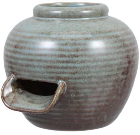 Besportble Ceramic Fountain Jar with Wide U Spout Indoor Tabletop Waterfall Pot for Fish Pond Circulation and Hydroponic Plant Decor 3.54X3.23X1.69In