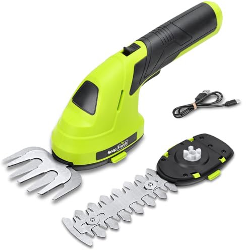 SnapFresh 2-in-1-Grasschere und Heckenschere, kabelloser Rasenschneider für den Garten, tragbare, leichte, handgehaltene Heckenschere, 4 V, mit Ladegerät