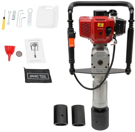 Fridgestea 52CC 2-Takt Benzin Pfahlramme mit 55mm 70mm 100mm Hülsen, Pfostenramme Pfostentreiber Zaunbau Pile Driver Gartenramme, 6500 U/min