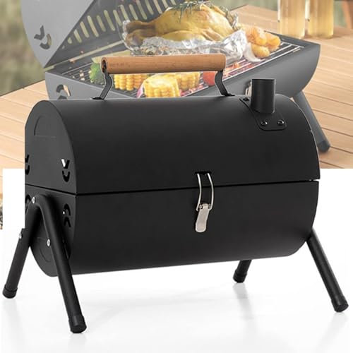 Barbecue Da Esterno, Con 2 Aree Di Cottura, Barbecue Portatile In Acciaio Inox, Barbecue A Carbonella, Barbecue A Tamburo Pieghevole A Doppia Faccia Con Fori Di,White