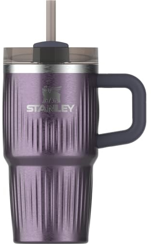 STANLEY Quencher H2.0 Tumbler with Handle and Straw 20 oz | Flowstate 3-Position Lid | Cup Holder Compatible for Travel | Insulated Stainless Steel Cup | BPA-Free | Fluted Wisteria Shine