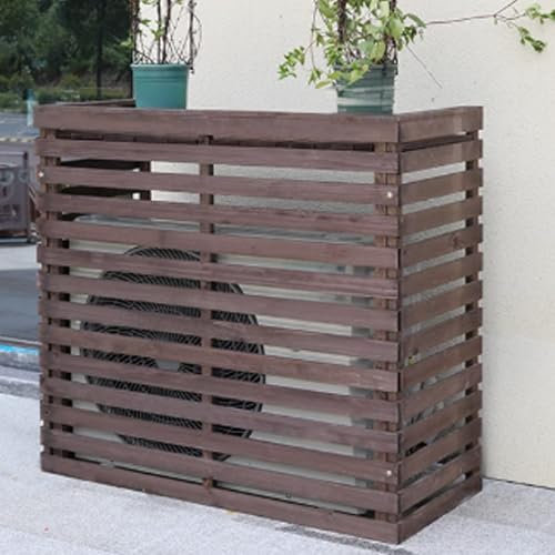 GUQASDV Copri Condizionatore Legno, Copricondizionatore per Esterno, Copertura da Esterno per Motore Condizionatore Manutenzione Senza Sforzo for Bidone della Spazzatura(Brown,105x45x95cm)
