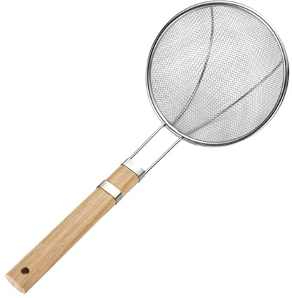 Spoon Filtro Olio - Mestolo Di Skimmer Multifunzionale Filtro Con Manico In Legno | Spoon Di Skimmer In Filo In Acciaio | Prova Di Cottura Alla Denuncia Facile Da Pulire |