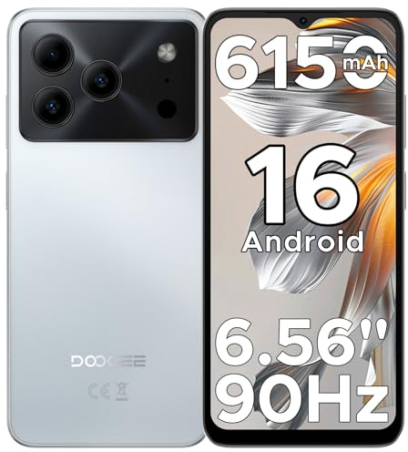 DOOGEE Note 56 Smartphone Android 16, 6150 mAh, 8.45 mm Ultrasottile, 6.56 HD + 90 Hz IPS, 24 GB + 64 GB/2 TB TF, 4G Telefono Cellular offerta Smartphone, Dual SIM/Octa Core/OTG/Face ID/GPS, Bianco