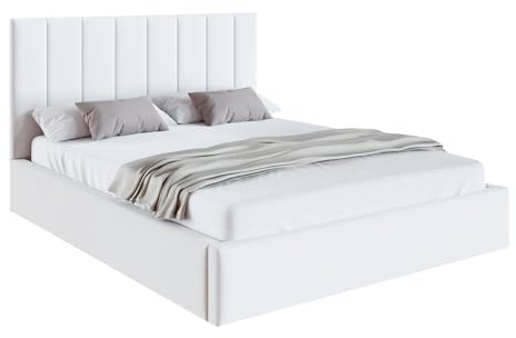 FDM Polsterbett 120x200 cm Doppelbett mit Lattenrost Bettkasten Stauraum Colorado Trinity weiß mit Kopfteil modern