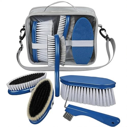 Horse Tack Cleaning Kit, 6-Piece Set With Hoof Pick, Horse Comb, Brush, Sponge, Double-Sided Comb, Ideal for Equine Grooming and Tack Care