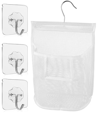 FUGLUS Borsa per Mollette da Bucato con Gancio, Sacchetto Porta Mollette Appendibile per Conservare Mollette, Cestino per Biancheria Intima e Calzini, Casa e Giardino, Bianco