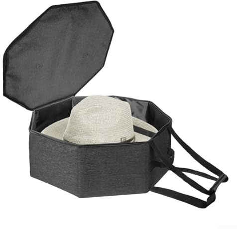 Boîte à chapeau pliable portable pour le voyage ou pour le rangement dans un placard, équipée d'un couvercle anti-poussière et de poignées pour un transport facile et une protection du chapeau (gris-2