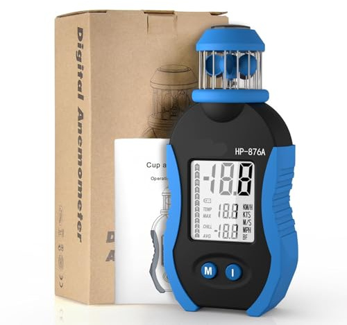 Anémomètre numérique portatif, compteur de vitesse du vent, poche for mesurer la l'air for les évents CVC, tir à voile en bateau,-876A