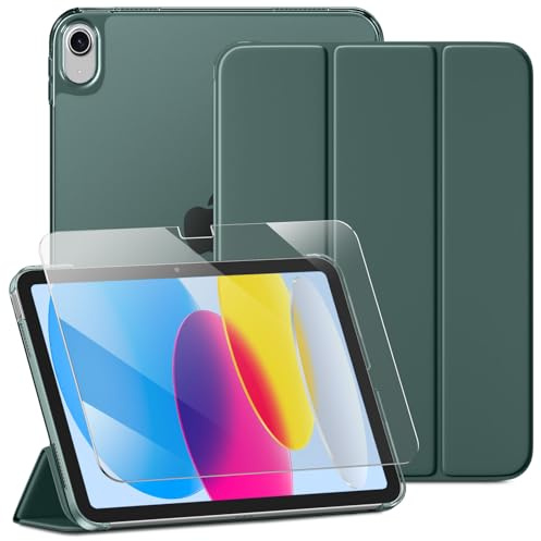 drivego Case for iPad A16 11th 10th Generation 2025/2022 & Screen Protector | 11/10.9 Inch, Slim Hard Translucent Back, Full Protective Set, Support Touch-ID, Auto Sleep/Wake, Pine Green