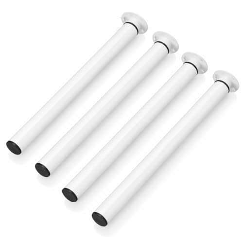 Hebitod Pack de 4 pièces Pieds de Meubles, Pieds de Table en métal réglable 70-110 cm, Pieds de Meubles en Acier, Chargeable jusqu'à 200KG, avec 16 pièces de vis, pour Meubles，Blanc