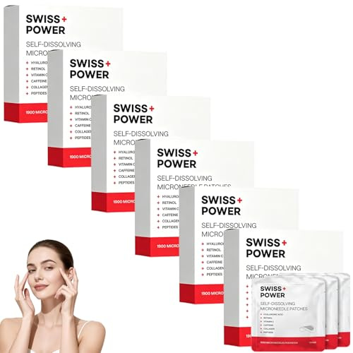 Swiss Power Patch Occhi con Microaghi, Cerotti Occhio Idratanti Anti-Rughe per Ridurre Occhiaie e Borse, Trattamento Contorno Occhi Quotidiano (6 Confezioni)
