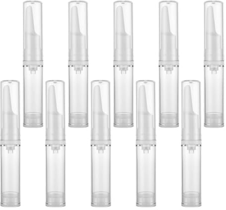 CATIEBYE Lot de 10 Bouteilles Airless pour Sérum Yeux 5ml en Plastique Compactes, Pompe sous Vide pour Usage Quotidien et Voyage