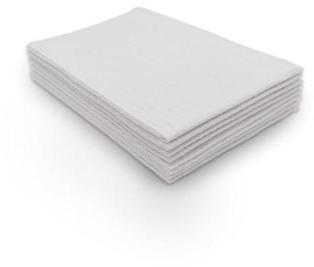 TIDI Choice Dental Bib, White, 3 Layers, 13” W x 18” L (Pack of 500) ― Disposable Dental Bibs ― Embossed ― 2-Ply Tissue ― Poly Back to Help Prevent Leak-Through ― Nail Towels ― Tattoo Bibs (917461)
