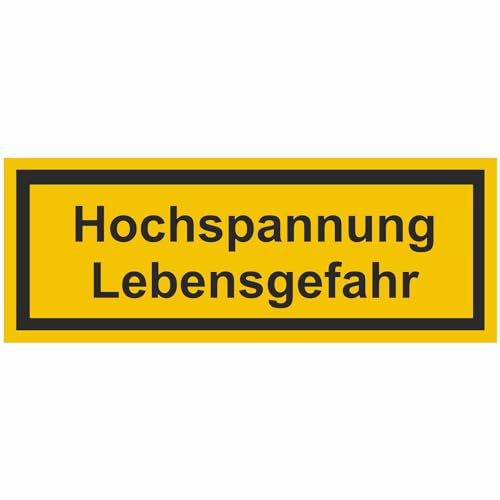 Indigos UG Aufkleber Hochspannung Lebensgefahr Warnschild - 10,5x3,70 cm - selbstklebender Sicherheits Aufkleber für Tür oder Wand - Warnschild für Gebäude, Hotel, Büro, Firma, Haus, Praxis