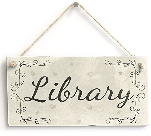 Library Hanging Door Sign, Cottage Style Reading Room Decor