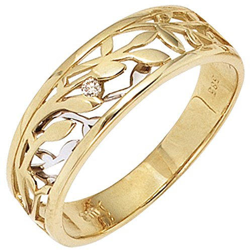 Jobo Damen-Ring aus 14 Karat 585 Gold Bicolor mit Diamant Größe 56