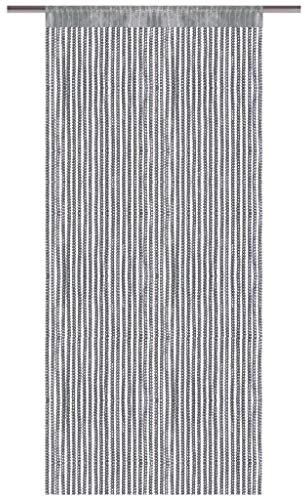 Arsvita Fadenvorhang Metallik-Optik mit Stangendurchzug, Türvorhang 140x250cm (Anthrazit)