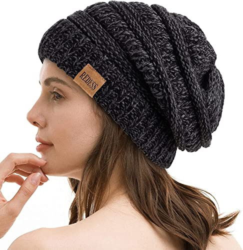 REDESS Slouchy Beanie Hat för män och kvinnor vintervarm tjock mjuk oversize flätad hatt