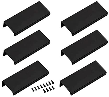 3.15 Inch Finger Pull 6Pcs, 2.52 Inch Hole Centers, Aluminum Alloy, Black