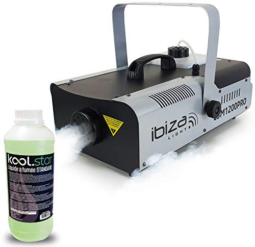 Machine à fumée Ibiza Light LSM1200PRO programmable avec DMX - 2 télécommandes - 1200W + 1L de liquide inclus