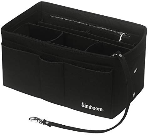 SIMBOOM Taschenorganizer für Frauen Handtasche, Taschen Organisator Filz Innentaschen für Handtaschen Bag in Bag Organizer Handtaschenordner mit Abnehmbare Fächer, Schwarz/L