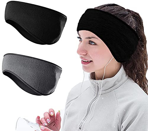 2pcs Winter Sport Kopfband Sport Ohrenschützer,Stirnband Ohrenwärmer,Optimalen Ohr Wärmer Ohrenschutz,Headband für Damen und Herren Außeneinsatz Sport Fitness （Schwarz + Grau）