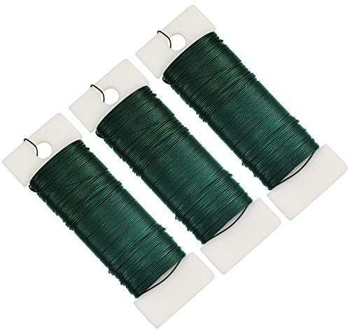 3 Rolls Green Floral Wire, 24 Gauge Flexible Paddle Wire, Floristry & Flower Arrangement, 35m/Roll