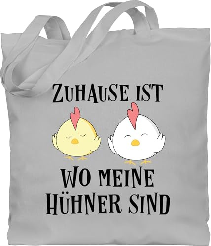 Shirtracer - Baumwolltasche - Statement Sprüche Kinder - Zuhause ist wo meine Hühner sind schwarz