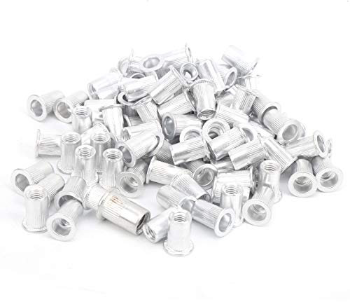100 Piezas de Tuercas Remachadoras M6 de Aluminio con Cabeza Plana para Placas de Metal - Accesorios de Fijación y Hardware