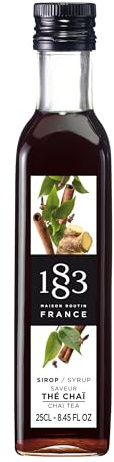 1883 Maison Routin Premium Chai Tea Syrup for Coffee, Latte, Iced Tea, Desserts - Vegan-Friendly, Allergen-Free, No Preservatives - 250ml Glass Bottle